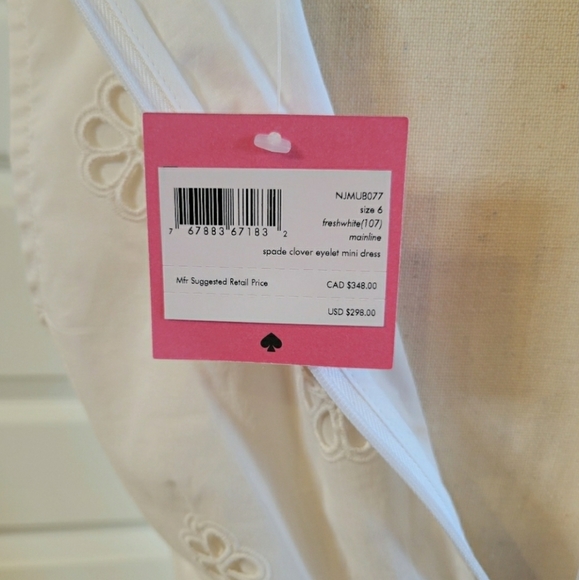 Kate Spade BNWOT Clover Eyelet Minidress - Picture 6 of 7